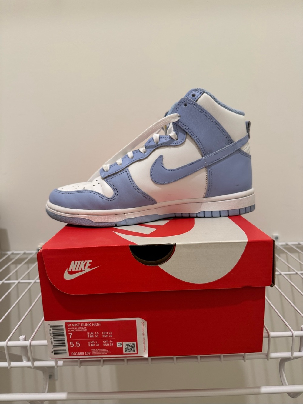 Nike Dunk High White and Light Blue Pastel High-Tops